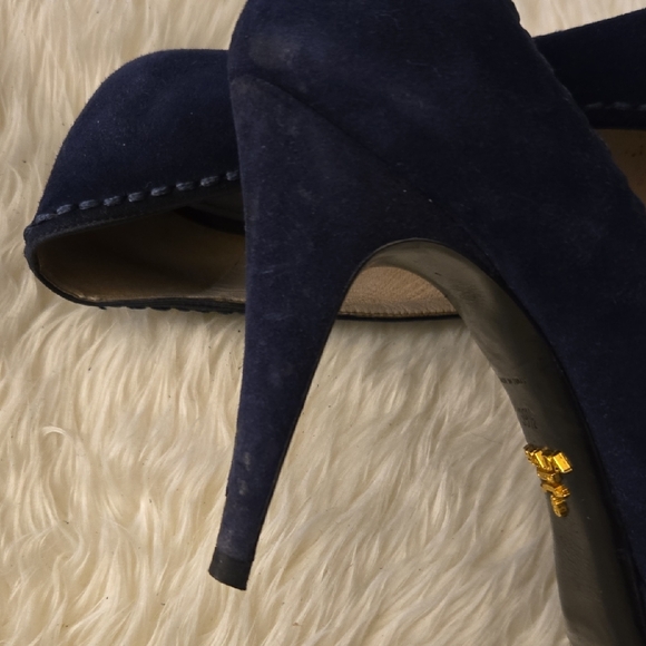 Prada Dark Blue Suede Heels - Picture 3 of 4